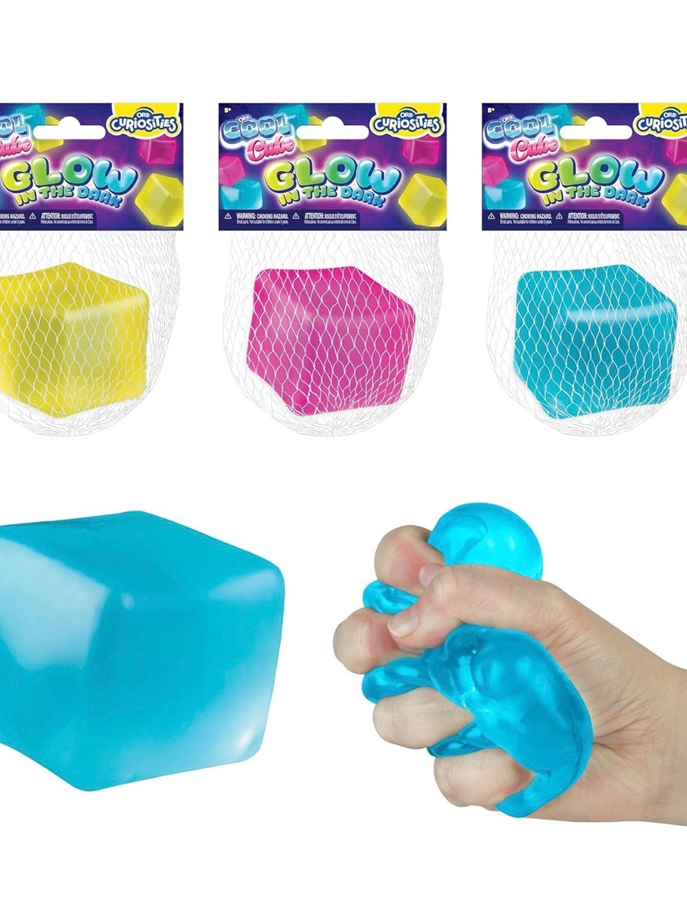 Glow-in-the-Dark Squishy Sensory Cubes (3 Pack)